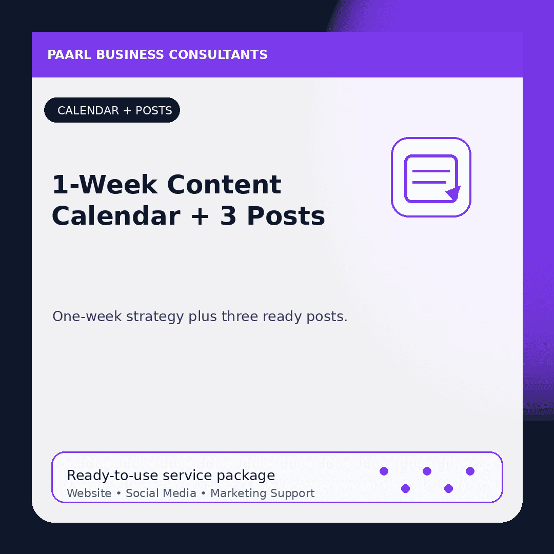 1-Week Content Calendar + 3 Posts