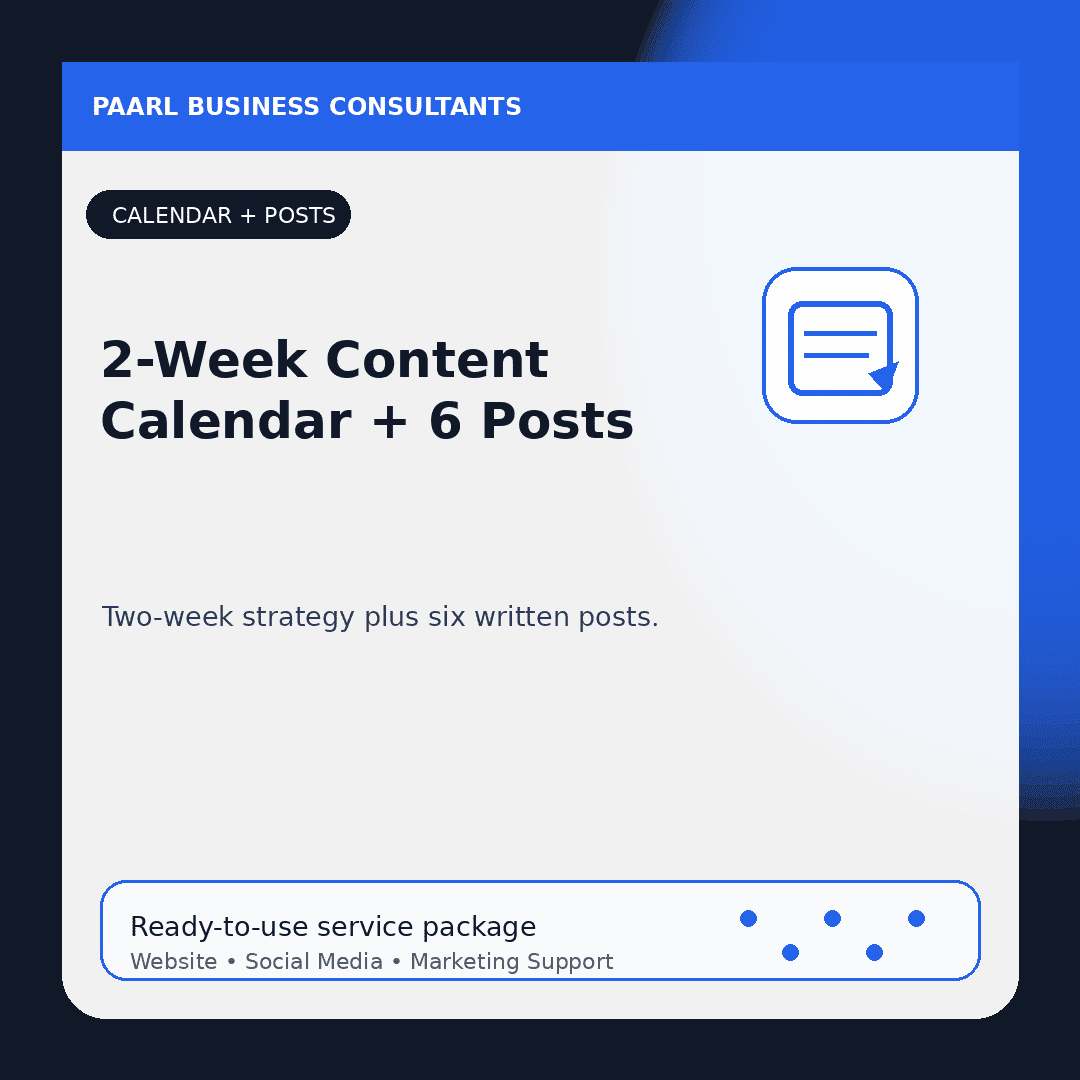2-Week Content Calendar + 6 Posts