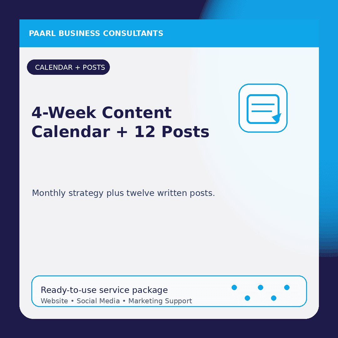 4-Week Content Calendar + 12 Posts